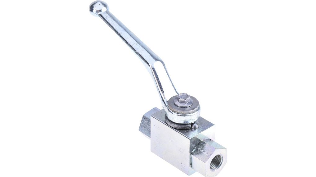 Manuell kulventil Stål 2/2 500bar G1/4" Handtag